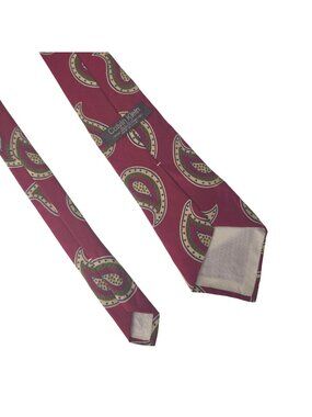 Vintage Calvin Klein Mens 100 % Silk Tie Red Paisley Pattern Made In USA 57"